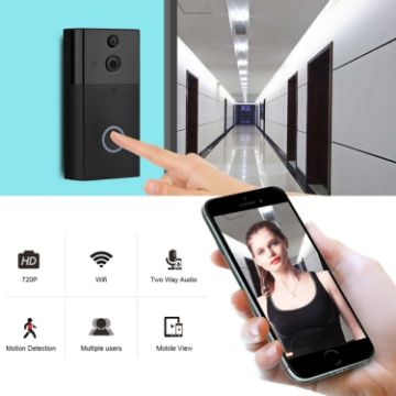 VESAFE HD 720P WiFi Video Doorbell, Night Vision, Motion Detection, Black - 1