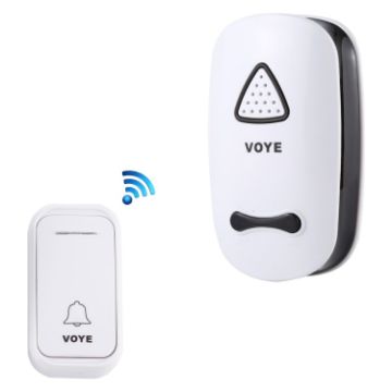 VOYE V025F Wireless Doorbell, 38 Sounds, Remote Control, US Plug, White - 1