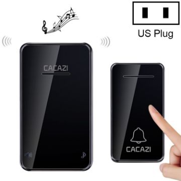 CACAZI FA8 Self-Powered Wireless Doorbell, US Plug, Black - 1