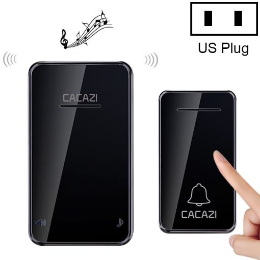 CACAZI FA8 Self-Powered Wireless Doorbell, US Plug, Black - 1