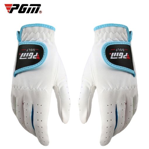 Children's Golf Gloves - PGM Microfiber Cloth, Soft & Comfortable, White, Size 14 - 1