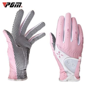 PGM Women's Pink Non-Slip PU Leather Golf Gloves, Size 21 - 1