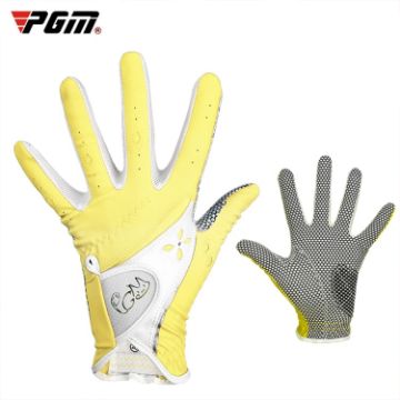 PGM Women's Yellow Non-Slip PU Leather Golf Gloves Size 20 - 1