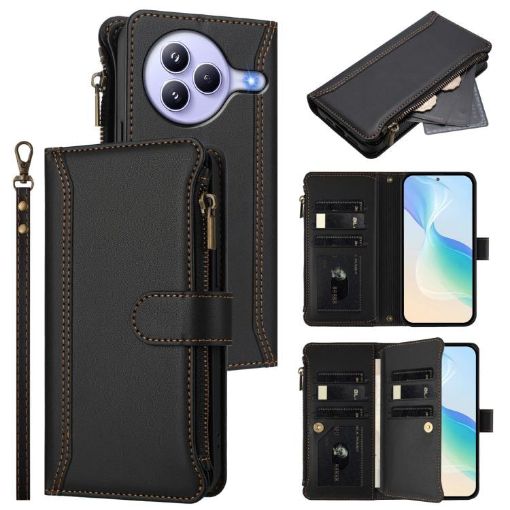 Xiaomi Civi 5 Pro Leather Case: Magnetic Closure, 9 Card Slots, Black - 1