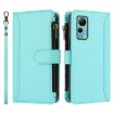 Ulefone Note 14 Leather Case: 9 Card Slots, Zipper, Hand Strap, Mint Green - 2