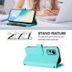 Ulefone Note 14 Leather Case: 9 Card Slots, Zipper, Hand Strap, Mint Green - 4