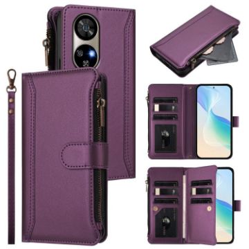 Ulefone Note 17 Pro Purple Leather Case - 9 Card Slots & Hand Strap - 1