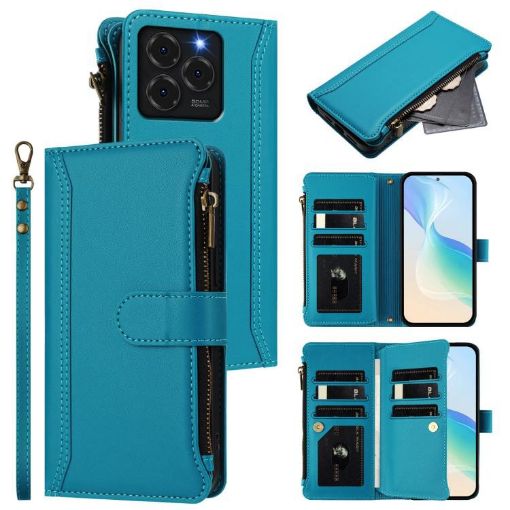 Ulefone Note 20 Pro Leather Case: 9 Card Slots, Magnetic Closure, Turquoise - 1