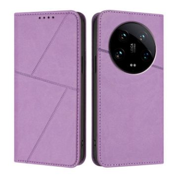 Xiaomi 14 Ultra Magnetic Frosted Flip Leather Case - Light Purple - 1