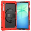 Samsung Galaxy Tab S10 FE+ Red Silicone Hybrid PC Case with Strap - 2