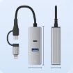 Type-C/8 Pin to Type-C RJ45 USB-A HUB Expand Converter - Silver - 2