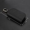 Universal Car Key Case - Black Cowhide Leather Protective Cover - 4