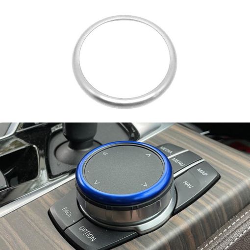 BMW 2/3/4/5/6/7 Series Multimedia Knob Decorative Ring Cover Silver - 1