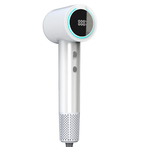 LED Digital Display High Speed Negative Ion Hair Dryer, EU Plug, White - 1