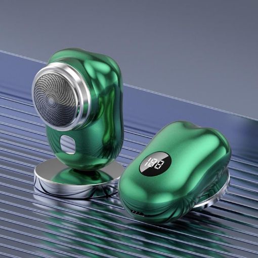 WG-P10X Green Portable Rechargeable LED Display Electric Shaver - 1