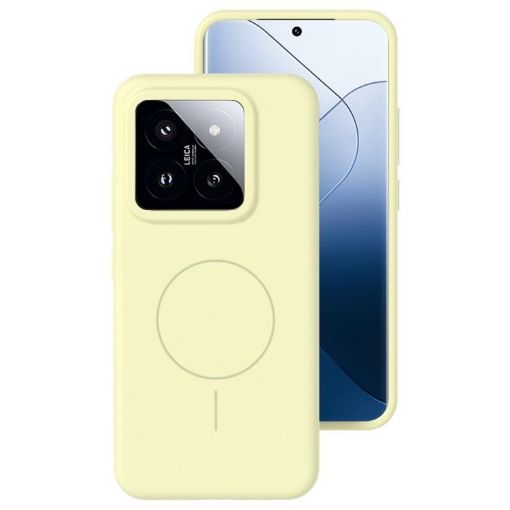 Xiaomi 14 MagSafe Phone Case - Liquid Silicone, Cream Yellow, Thin Circle - 1