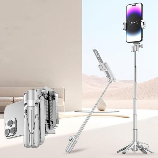 FUNSNAP P15 Mini Portable BT Handle Selfie Stick & Stand - White - 1