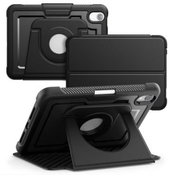 iPad mini 2024/mini 6 Black Honeycomb Magnetic Rotation Leather Case - 1
