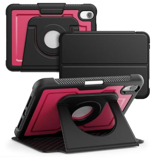 iPad mini 2024/mini 6 Wine Red Honeycomb Magnetic Leather Case - 1