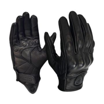 SOMAN MG-24 XL Black Motorcycle Sheepskin Touch Screen Retro Gloves - 1
