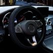Black Breathable Mesh Elastic Anti-skid Steering Wheel Cover 38cm - 1