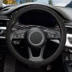 Black Breathable Mesh Elastic Anti-skid Steering Wheel Cover 38cm - 2