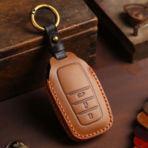 Toyota Corolla 3-Button B111 Crazy Horse Cowhide Key Cover (Brown) - 1