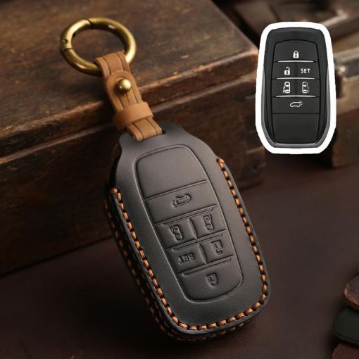 Toyota SIENNA/Granvia/Alphard/Vellfire 6-Button Key Cover Black Cowhide - 1