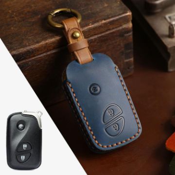 Lexus RX270/ES240/LX570 Crazy Horse Cowhide Key Cover (3-Button Blue) - 1