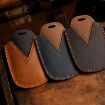 Toyota Alphard Hallmo Crazy Horse Cowhide 4-Button Key Cover Black - 3