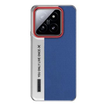 Xiaomi 14 Pro Blue Leather PC Case with Diamond Texture Design - 1