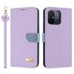 Redmi 11A/12C Purple Metal Bow Leather Phone Case with Hand Strap - 1