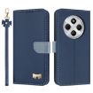 Redmi 14C/Poco C75 Dark Blue Leather Phone Case with Hand Strap - 1