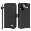 Redmi K80 Pro/Poco F7 Pro Black Metal Bow Leather Case with Hand Strap - 1