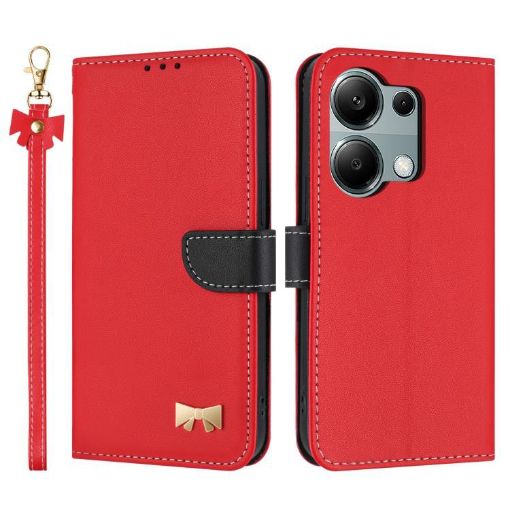 Redmi Note 13 Pro 4G Global Leather Phone Case with Hand Strap Red - 1
