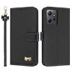 Redmi Note 12 4G Black Leather Phone Case with Metal Bow & Hand Strap - 1