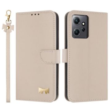 Redmi Note 12 4G Apricot Leather Phone Case with Hand Strap - 1