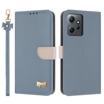 Redmi Note 12 4G Light Blue Leather Phone Case with Hand Strap - 1