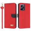 Redmi Note 12 5G/Poco X5 Red Metal Bow Leather Case with Hand Strap - 1