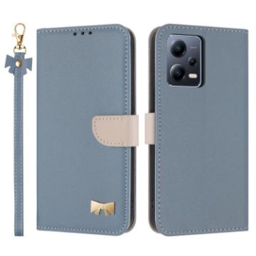 Redmi Note 12 5G/Poco X5 Light Blue Leather Case with Hand Strap - 1