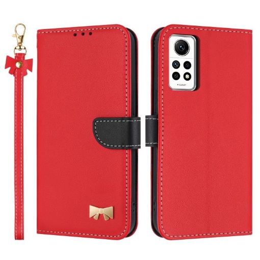 Redmi Note 12 Pro 4G Global Leather Phone Case with Hand Strap - Red - 1