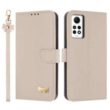 Redmi Note 12 Pro 4G Global Metal Bow Leather Case with Strap Apricot - 1