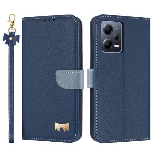 Redmi Note 12 Pro 5G Dark Blue Leather Case with Hand Strap - 1