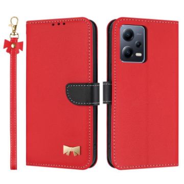 Redmi Note 12 Pro+ 5G Red Leather Phone Case with Hand Strap - 1