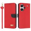 Redmi Note 13 Pro+ Metal Bow Leather Case with Hand Strap - Red - 1
