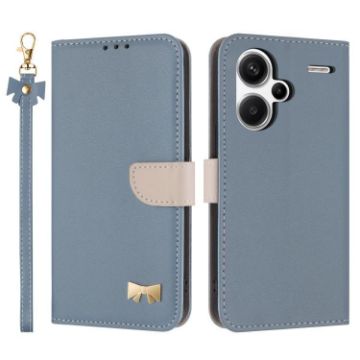 Redmi Note 13 Pro+ Light Blue Leather Case with Metal Bow & Hand Strap - 1