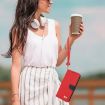 Redmi Note 14 5G Leather Phone Case with Hand Strap - Red Metal Bow - 7
