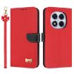 Redmi Note 14 Pro 4G Global Leather Phone Case with Hand Strap - Red - 1