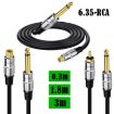 6.35mm Mono Plug to RCA Female Adapter Cable for Amp, Speaker, Guitar 0.3m - 2