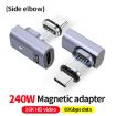 Type-C Male to Female PD240W 80Gbps Magnetic Adapter, Side Elbow, Grey - 2